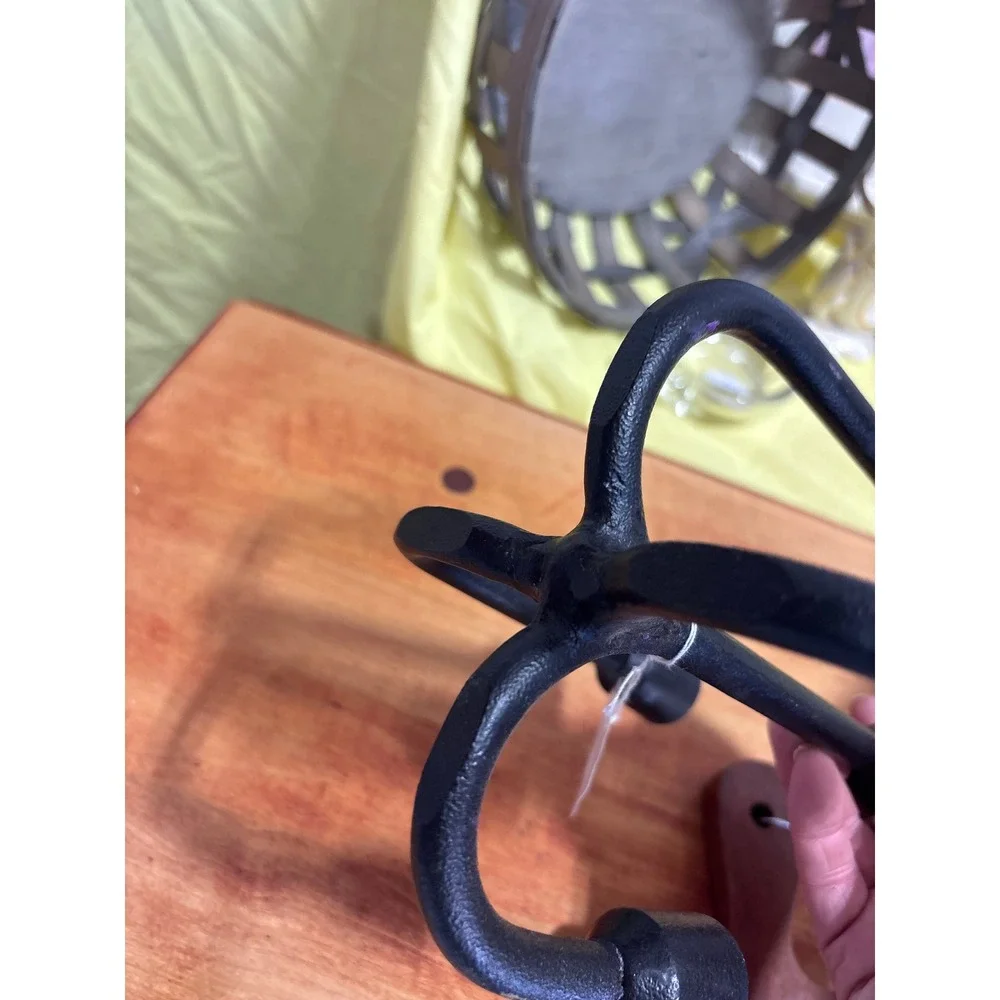 Vintage Cast Iron Look 5 Arm Candelabra Matte Black Brutalist Candle Holder